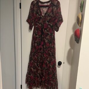Johnny Was - Jade Floral Maxi Dress - Red and Black